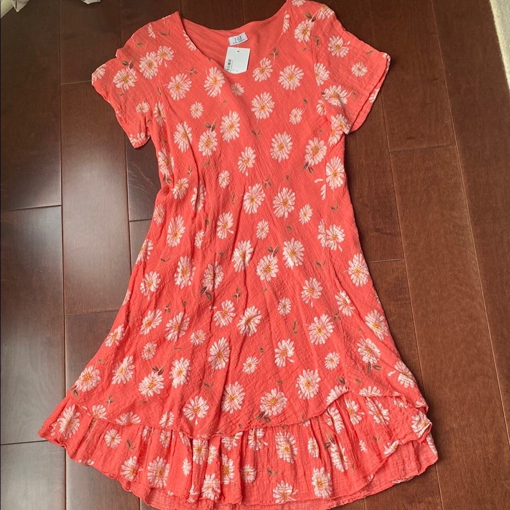 Orange Pink Ruffled Tiered Sundress